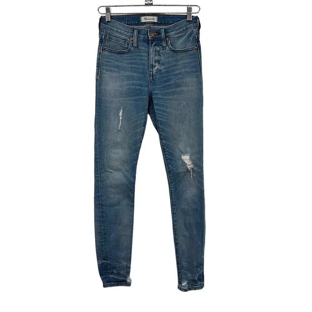 Madewell Women's Skinny Jeans - Blue Distressed Wash